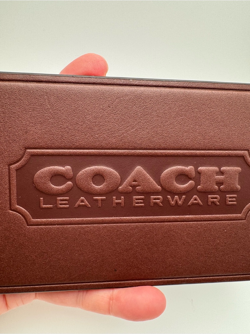 Coach XL Hangtag Bag Charm CBR57 Dark Brown Brass Leather NWT - Picture 8 of 16